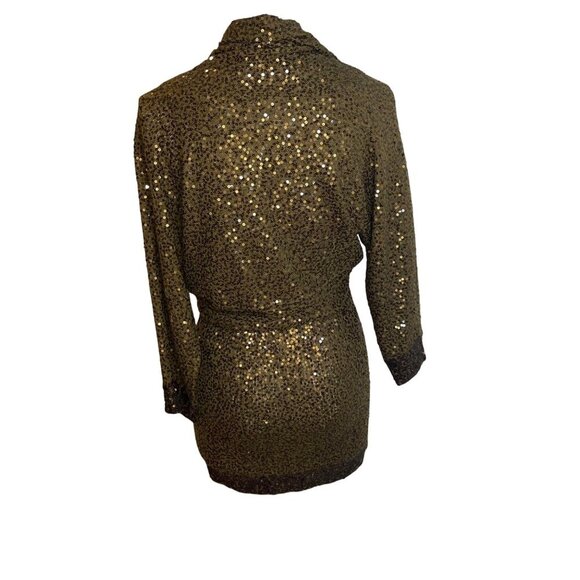 Donna Karan Womens Tank Dress Shrug Set Size Large Brown Sequin Knit Long - Picture 3 of 8